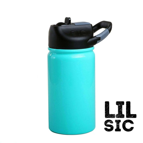 Seafoam Blue Lil SIC Water Bottle with Size Guide